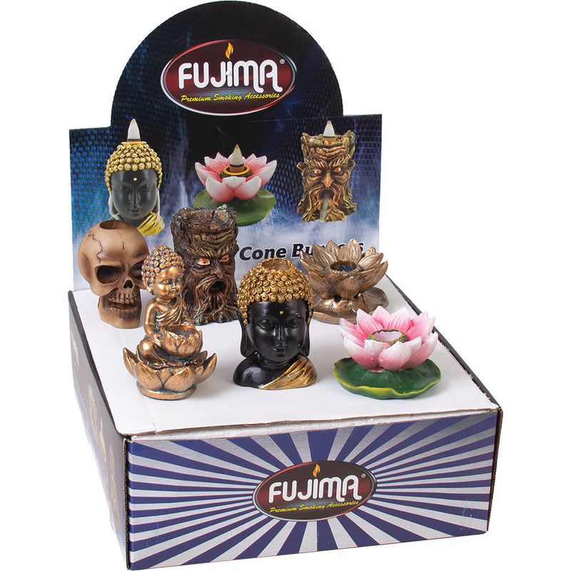 6PC DISPLAY - Fujima Mini Backflow Incense Burner - Assorted Designs - Headshop.com