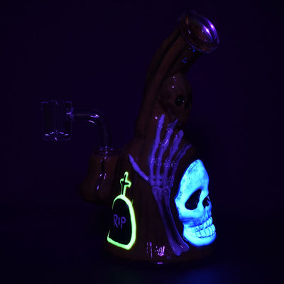 Haunted Gourd Enamel on glow in the dark Glass Dab Rig - 7" - Headshop.com