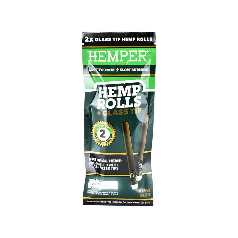 Hemper Hemp Rolls + Glass Tips | 12pk - Headshop.com