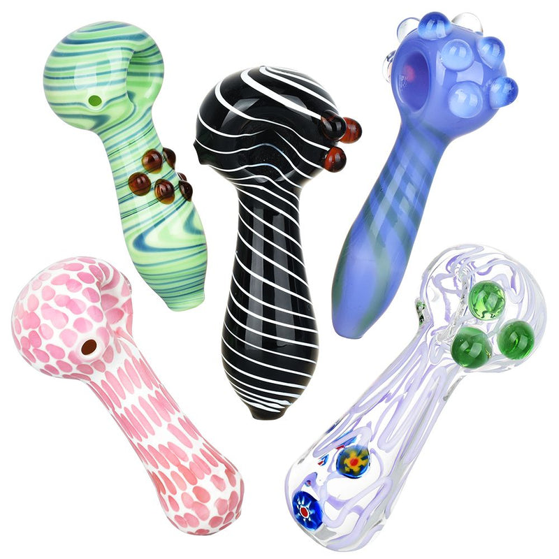 10CT BUNDLE - Refined Assortment Glass Spoon Pipes - 4.25" - 5.25" - Headshop.com