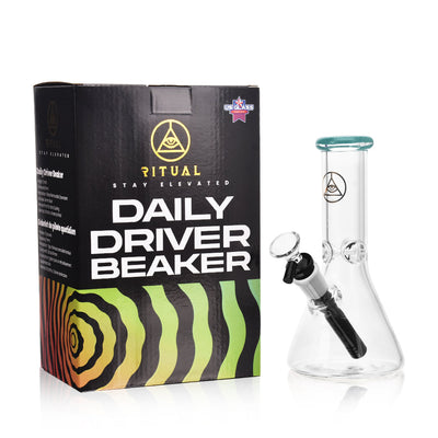 Ritual Smoke - Daily Driver 8" Beaker w/ American Color Accents - Turquoise - Headshop.com