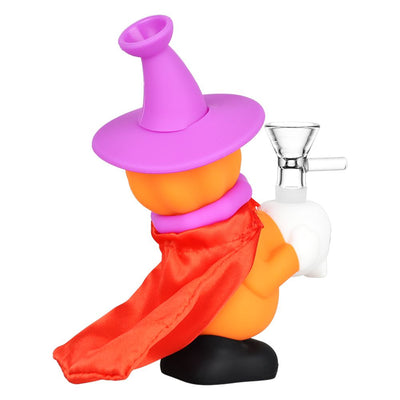 Pumpkin Witch Silicone Water Pipe - 6.5" / 14mm F - Headshop.com