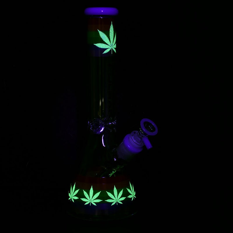 Pulsar Rainbow Pride Glow Glass Beaker Water Pipe - 10" - Headshop.com