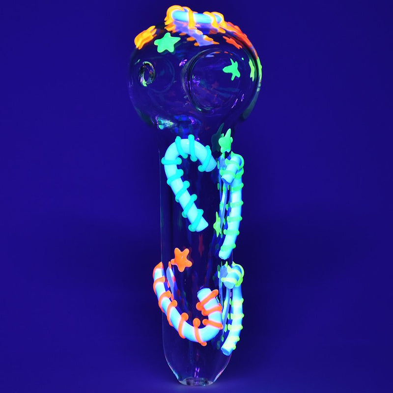 Neon Candy Cane Glass Spoon Pipe - 5"