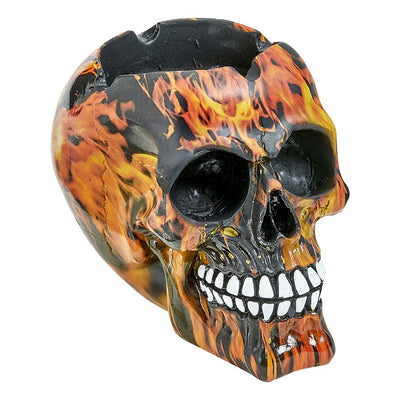 LARGE SKULL ASHTRAY - flame design - Headshop.com