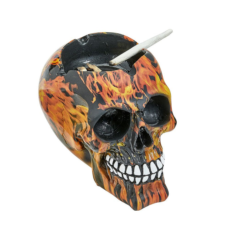 LARGE SKULL ASHTRAY - flame design - Headshop.com